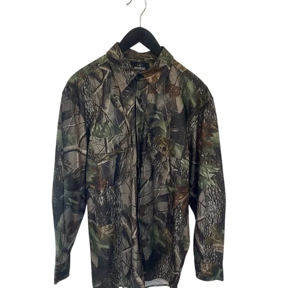 REDHEAD Men's Camo Mesh Lightweight Button Down 2 Pockets Shirt  Size Large - Picture 4 of 9
